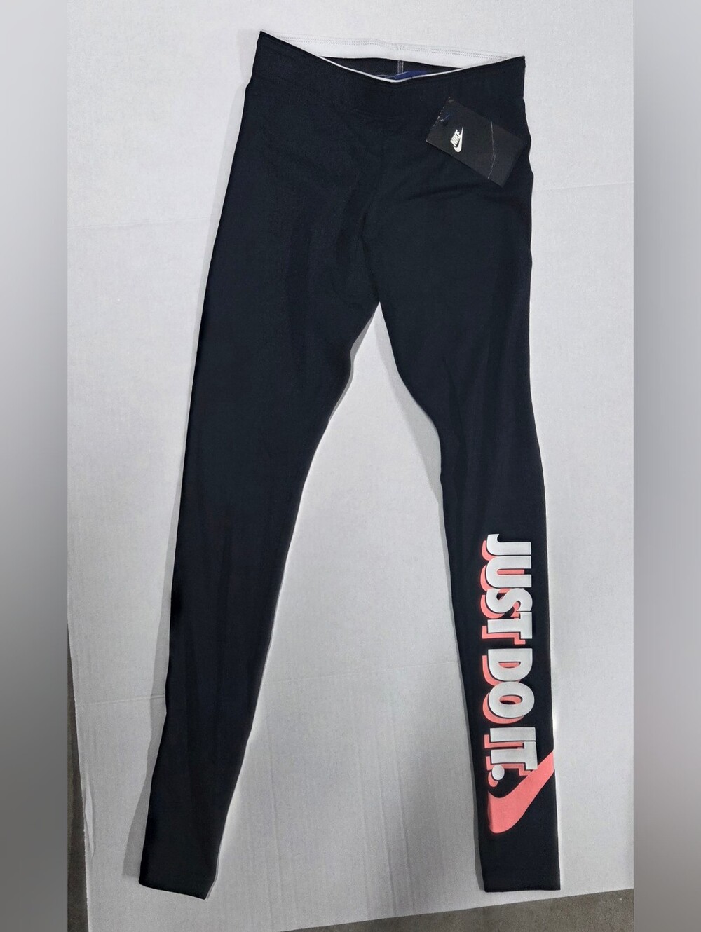Nike Black Leggings with Pink-Accent 'Just Do It' Graphic Size XS NEW!